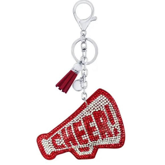 Rhinestone Cheerleading Keyring Keychain Megaphone - Picture 1 of 1